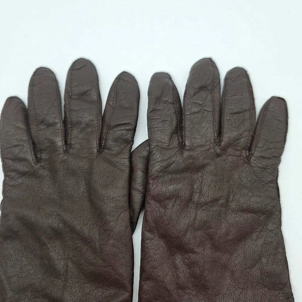 Fownes Vintage Leather Driving Gloves Women 7.5 Brown Lined Old‎ Money Classic
